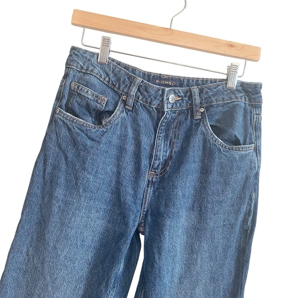 Piombo Medium Wash Mid Rise Loose Straight Leg Italian Jeans Size 42/US 28 - Picture 2 of 7